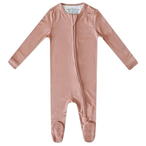 Copper Pearl Zip-Up Footie Baby Pajamas: Ultra-Soft Boys Pajamas and Girls Pajamas, Premium Knit Fabric in Stylish Prints, Tag-Free with Two-Way Zipper, Sized Newborn to 24 Months, Pecan