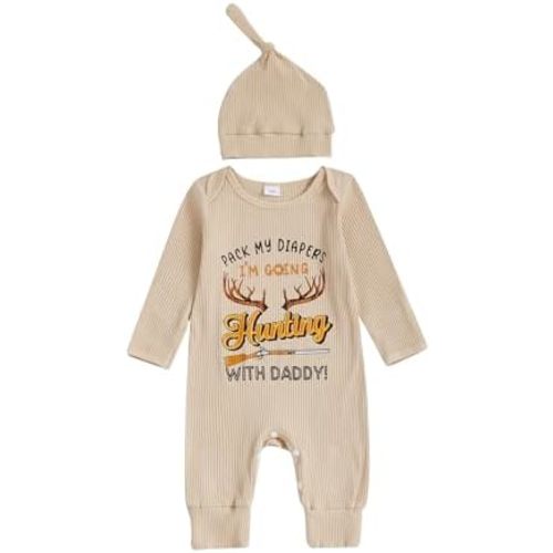 YOKJZJD Pack My Diapers I'm Going Fishing/Firefighter/Hunting With Daddy Newborn Baby Boy Girl Knitted Romper Fall Outfits