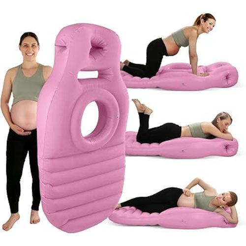 Inflatable Pregnancy Pillow, Full Body Maternity Airbed/Float with Hole for Tummy, The Best Pregnancy Pillow for Sleeping Prone, Maternity Pillow and Pregnancy Must Haves, Pink