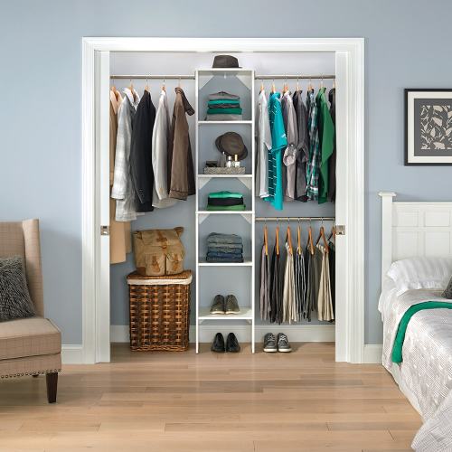 ClosetMaid BrightWood 4-ft to 9-ft W x 6.85-ft H White Solid Shelving Wood Closet System