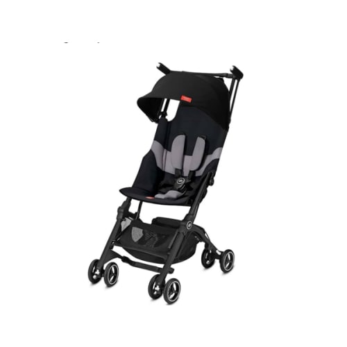 gb Pockit+ All-Terrain, Ultra Compact Lightweight Travel Stroller with Canopy and Reclining Seat in Velvet Black