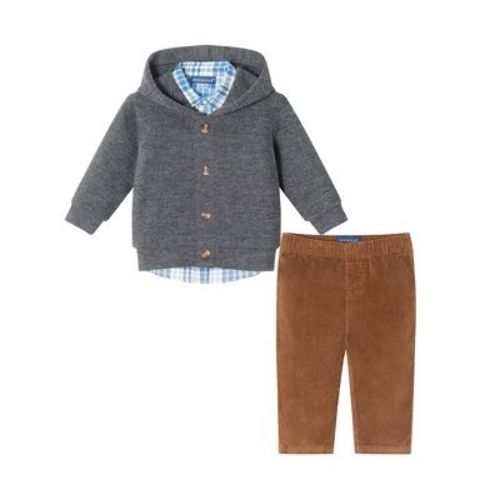 Andy & Evan Infant Dark Grey Hooded Cardigan & Cord Set