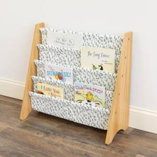 Spring Bookshelf 4 Tier Book Storage, 25 in. W, Natural/White/Green