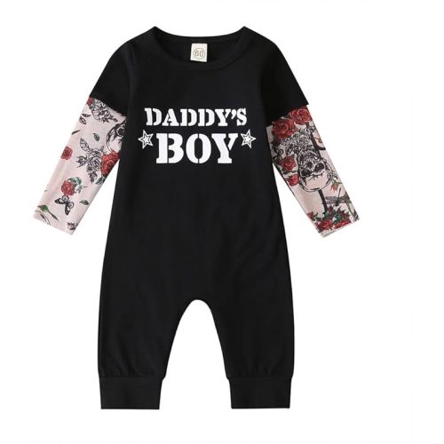 Newborn Infant Baby Boy Romper Tattoo Sleeve Bodysuit One Piece Jumpsuit Outfits Clothes