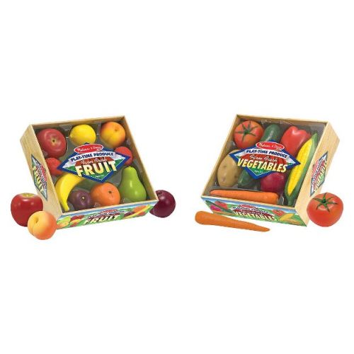 Melissa & Doug Play-Time Produce Fruit (9pc) and Vegetables (7pc) Realistic Play Food