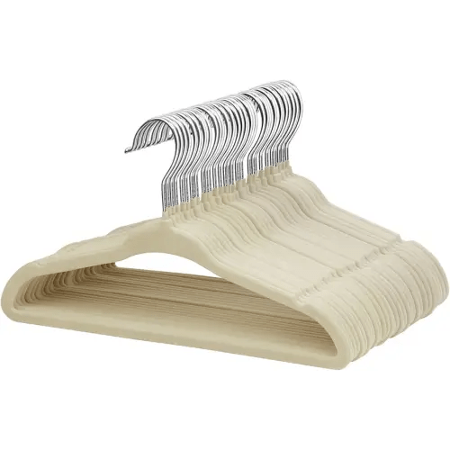 ManGotree Baby Velvet Clothes Hangers, Kids Toddler Children's Hangers for Clothes Space Saving Non-Slip (30 Pack, Beige)