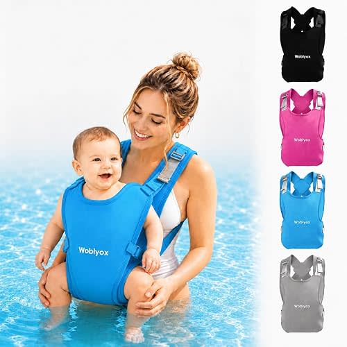 Water Baby Carrier, Quick-Dry Neoprene Infant Sling, Adjustable Water-Ready Baby Carrier with Storage Bag for Pool, Beach and Travel, 13-33 lbs (Blue)