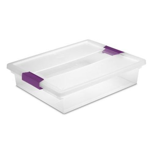 Sterilite 5.8qt Purple Latch Box Clear: Plastic Storage Bin With Lid, Portable & Stackable, Universal Container