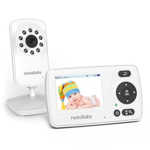 HelloBaby Monitor with Camera and Audio, 1000ft Long Range Video Baby Monitor-No WiFi, Night Vision, VOX Mode-Power Saving, 2.4'' Portable Travel Screen, Baby Safety Camera, for Baby/Pet, Plug & Play - HB30