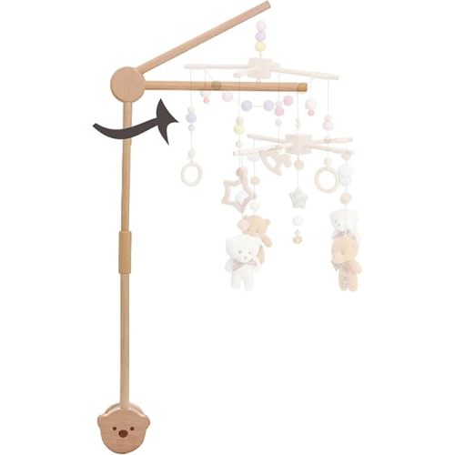 Baby Crib Mobile Arm,HBM Wooden Mobile Arm for Crib Mobile Hanger for Crib Baby Girl Nursery Decor