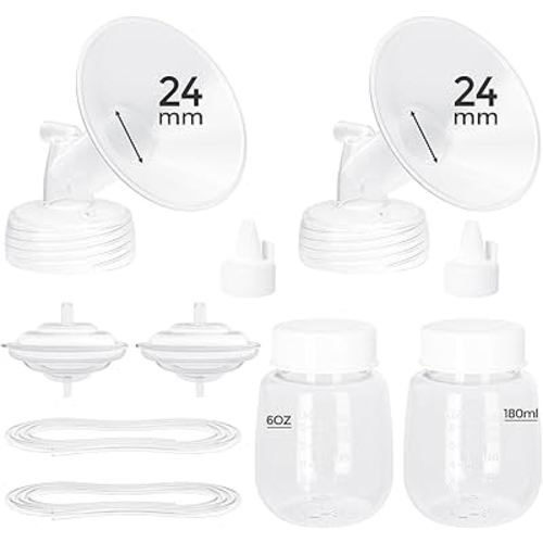 Paruu Pump Parts Compatible with Spectra S1/S2/9 Plus, Not Original Accessories, Full Set Replacements Include 24mm Flanges, Valves, Backflow Protectors (Duckbills Included), Tubings and Bottles