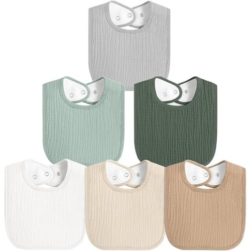 Muslin Baby Bibs for Boys Girls, Soft Cotton Baby Drool Bibs, Drooling and Teething Bibs for Infant, Newborn
