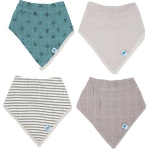 4-Pack Fleece & Cotton Muslin Bandana Bib