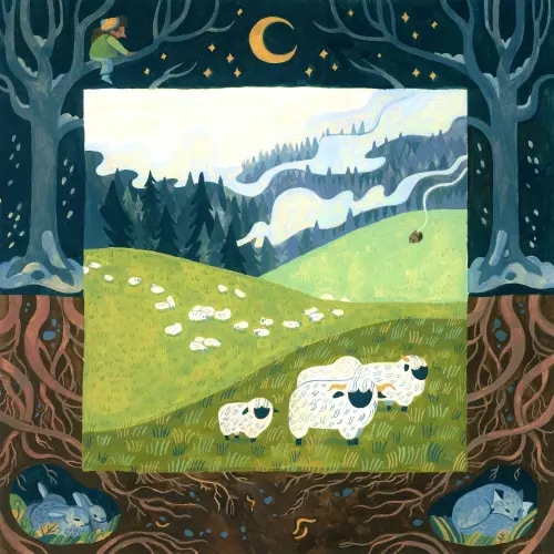 8x8 Sheep in January Print (PRE-ORDER) — Robin Winwood Snail Shells Art