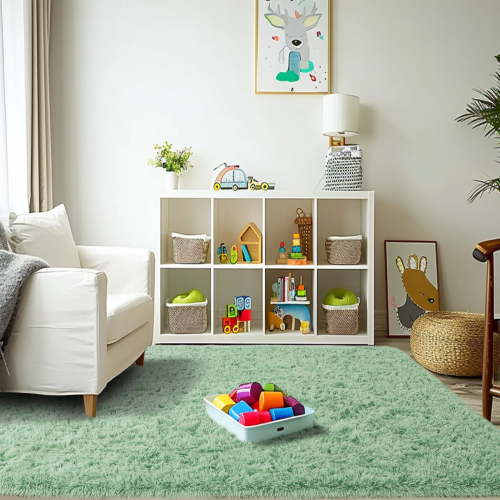 SARAG 6x9ft Mint Green Area Rug ,Super Soft Carpets for Living Room Bedroom Girls Kids Room Nursery Home Decor, Non-Slip Plush Indoor Floor Bedside Rug