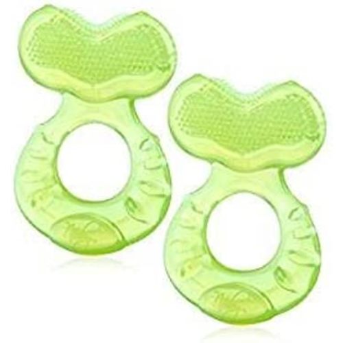 Nuby Silicone Teethe-eez Teether with Bristles, Includes Hygienic Case, Green Pack of 2
