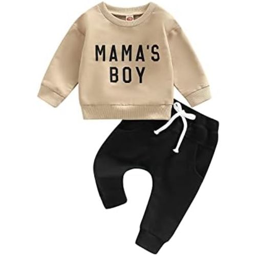 BeQeuewll Fall Toddler Baby Boy Clothes Letter Print Long Sleeve Sweatshirt Long Pants Sweatsuit Little Boy Cothing Set 3M-3T