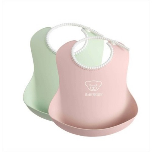 BABYBJÖRN Baby Bib - 2pk, Color: Green/Powder Pink