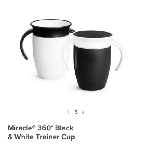Miracle® 360° Trainer Cup, Limited Edition Black & White, 7oz, 2pk | Munchkin