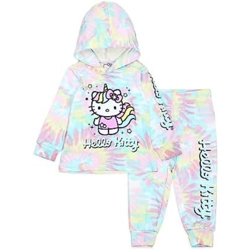 Hello Kitty Sanrio Girls Zip Up Hoodie and Pants Set for Infant, Toddlers, and Big Kids