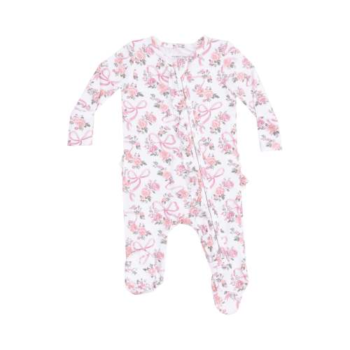 2 Way Ruffle Zipper Footie - Ribbons and Flowers – Angel Dear