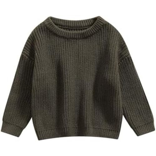 Baby Girl Boy Toddler Knit Sweater Cute Round Neck Long Sleeve Blouse Pullover Oversized Sweatshirt Warm Kids Tops