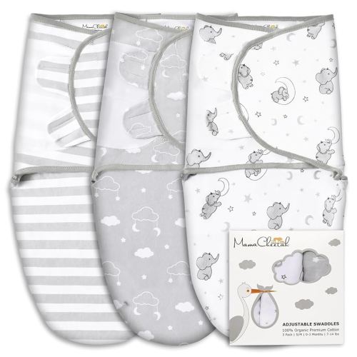 Mama Cheetah Baby Swaddle Sack, Organic Swaddle Blanket, Newborn Swaddling Sleep Sacks, Adjustable Infant Swaddle Wrap, Easy Swaddles for Boy Girl 0-3 Month, Baby Essentials, Nursery Swaddling, 4-Pack