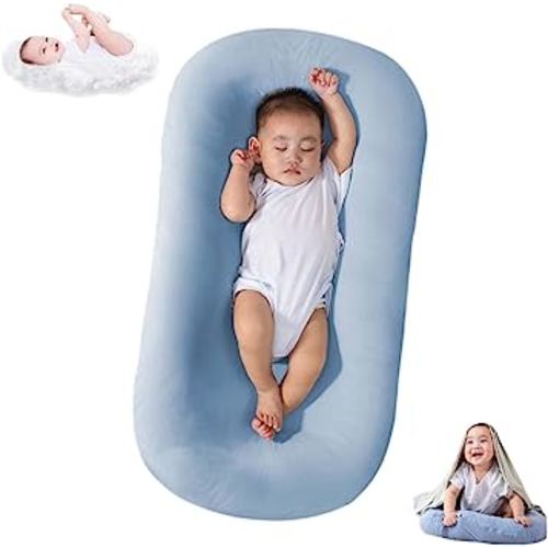 HEOLIEN Baby Lounger Pillow for Newborn 0-24 Months, Newborn Lounger Nest Sleeper, Infants Lounger Pillow Soft Breathable (Blue,0-8Months)