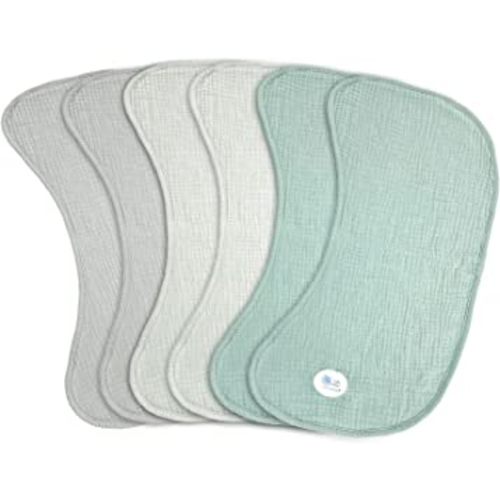 lulumoon Muslin Burp Cloths Sets - Large Cotton Burping Cloth Super Soft and Absorbent for Baby Boys and Girls 6pack (Green)