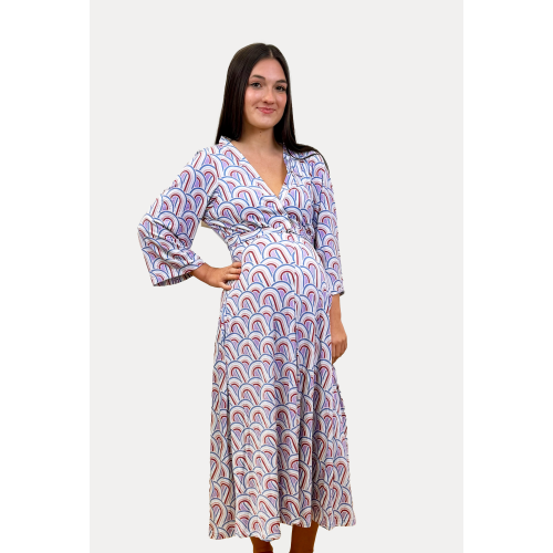 Lila Labor & Postpartum Gown in Rainbow