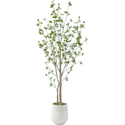 Bellacat 6ft Minimalist Artificial Citrus Tree with Large Exquisite Planter, 72in Faux Citrus Tree with Realistic Leaves, Faux Tree Indoor Outdoor for Home Office Living Room Bedroom Porch Decor.