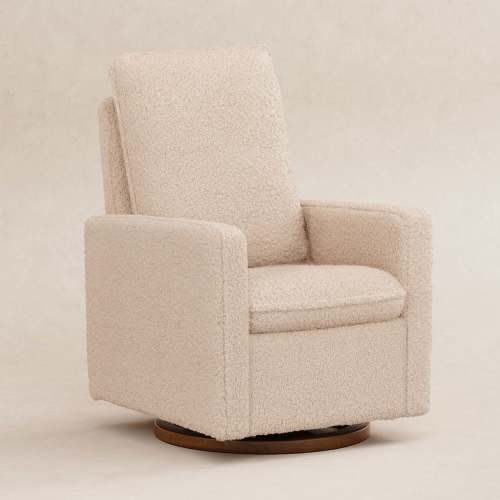 Cali Pillowback Swivel Glider in Shearling