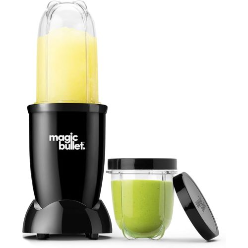 magic bullet Blender Set, 7-Piece Set, 250W Blender and Food Processor, 2 Blending Cups, Cross Blade, Compact Design, Smoothies, Sauces, Silver, MBR-0701AK