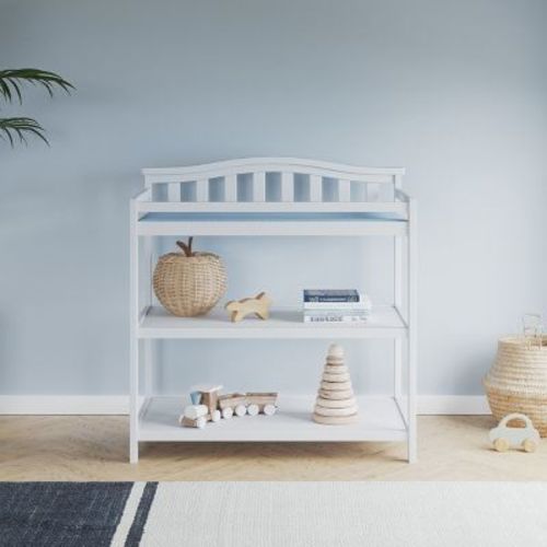 Child Craft Arch Top Infant Changing Table, Water-Resistant Pad and Safety Strap, Anti-Tip Kit Included to Prevent Tipping, Baby Safe Finish