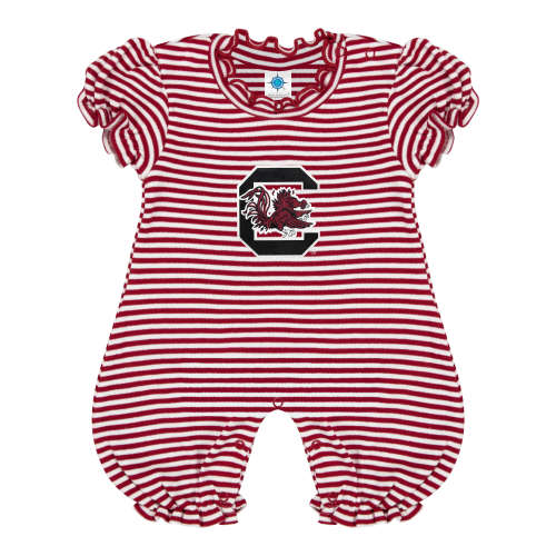 South Carolina Gamecocks Stripe Puff Sleeve Romper | College Baby