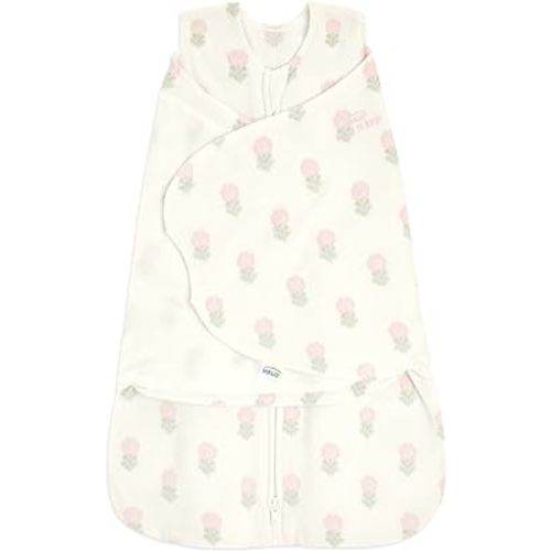 HALO Micro-Fleece Sleepsack Swaddle, 3-Way Adjustable Wearable Blanket, TOG 3.0, Block Flower, Newborn, 0-3 Months