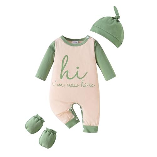 MZINGY Baby Boy Romper Set with Hat and Mittens Newborn Outfit