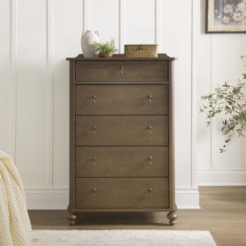 My Texas House Hartwell 5 Drawer Dresser Chest, 50" Tall, Heritage Oak