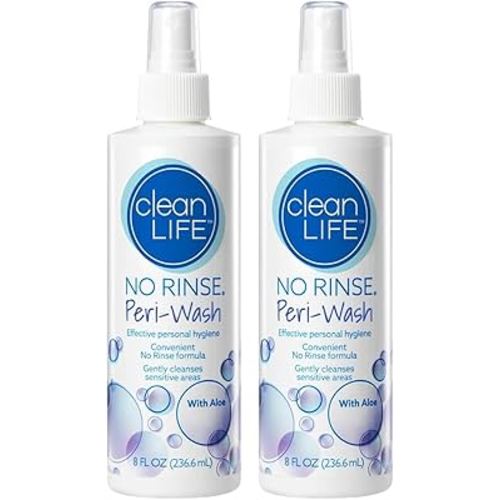 No-Rinse Peri-Wash, 8 fl oz - Soothing, Protecting Perineal Cleanser in a Rinse-Free Formula (Pack of 2)