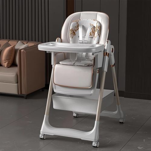 Baby High Chair, 3-in-1 Foldable High Chairs for Babies and Toddlers with Footrest Adjustment, 5 Height & 3 Recline & 4 Dining Tray Adjustable, 5 Point Harness, Lockable Wheels, White