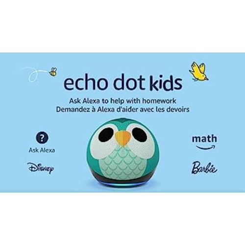 Echo Dot (5th Gen, 2022 release) Kids | Designed for kids, with parental controls | Owl