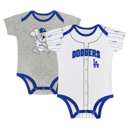 Los Angeles Dodgers Newborn & Infant Two-Pack Play Ball Bodysuit Set - Gray/White
