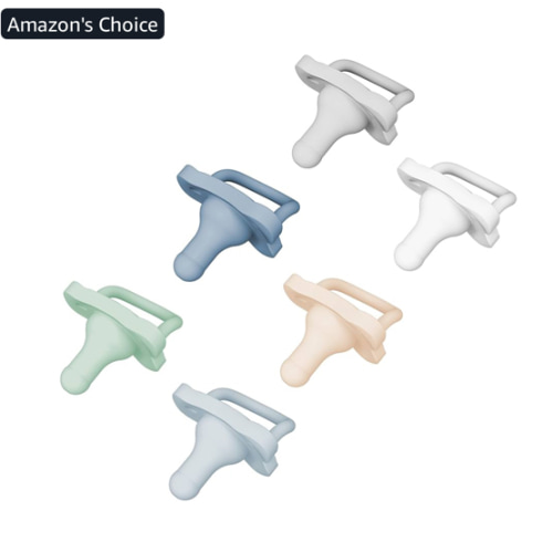 Dr. Brown's HappyPaci 100% Silicone, Newborn Baby Pacifiers 0-6 Months, BPA Free, White, Blue, Light Blue, Cool Gray, Green, and Ecru, 6 Pack