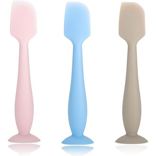 Seeway Baby Diaper Cream Spatula, 3 pack Baby Diaper Cream Spatula Applicator, Silicone Baby Butt Paste Spatula for Newborn Babies (pink, blue, brown)