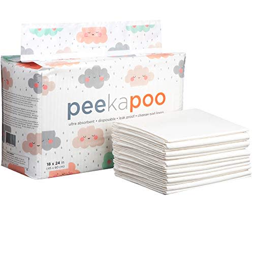 Peekapoo - Disposable Changing Pad Liners (50 Pack) Super Soft, Ultra Absorbent & Waterproof - Covers Any Surface for Mess Free Baby Diaper Changes