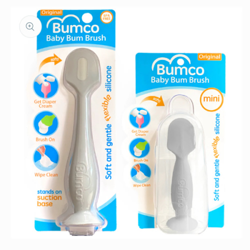 Bumco 2-Pack Full-Size & Mini Baby Bum Brush Bundle (Gray/Gray)