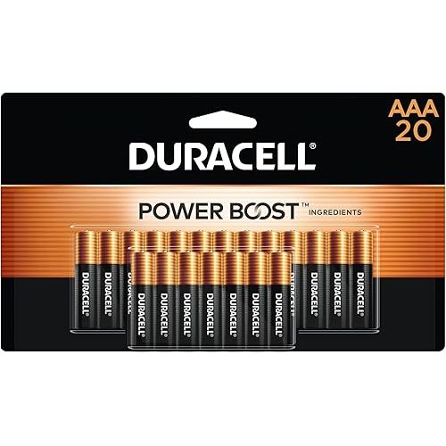 Duracell Coppertop AAA Batteries with Power Boost Ingredients, 20 Count Pack Triple A Battery with Long-lasting Power, Alkaline AAA Battery for Household and Office Devices
