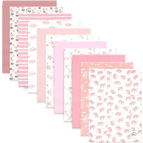 Baby Burp Cloths for Boys and Girls - 11 Pack Large 100% Cotton - Double Layered Extra Absorbent Burp Rags, Pink