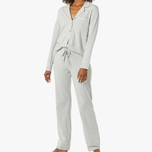 Amazon Essentials Women's Cotton Modal Long-Sleeve Shirt and Full-Length Bottom Pajama Set