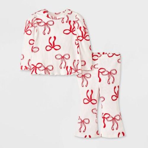 Baby Girls' Cozy Ribbed Top & Bottom Set - Cat & Jack™ Cream 12m